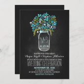 bocal de mason floral chalkboard invitations de ma (Devant / Derrière)