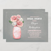 Bocal de mason peint invitation rustique de douche (Devant / Derrière)