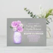 Bocal de mason peint invitations de mariage rustiq (Debout devant)
