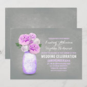 Bocal de mason peint invitations de mariage rustiq (Devant / Derrière)