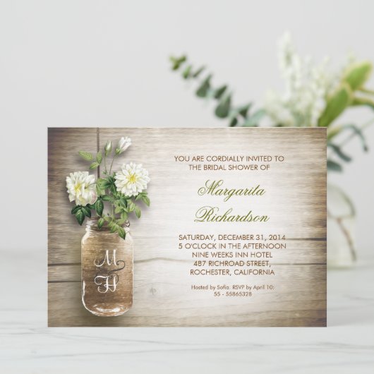 bocal de mason rustique invitation nuptiale (Debout devant)