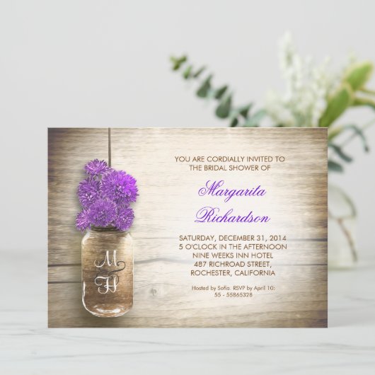 bocal de mason rustique invitation nuptiale (Debout devant)
