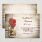 bocal de mason rustique invitation nuptiale (Devant / Derrière)