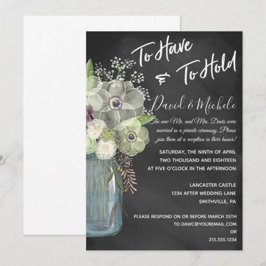 Bocal en maçonnerie tableau noir / Faire-part de m (Devant / Derrière)