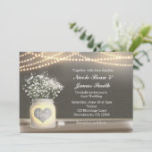 Bocal Mason à cœur lumineux et invitation avec bab (Debout devant)