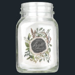 Bocal Mason Ferme rustique grange douche botanique<br><div class="desc">Conception botanique mariage rustique et bois slice nuptiale douche. Avec un beau feuillage aquarelle,  des fleurs blanches,  une tranche de bois et une écriture manuscrite. Ce design moderne est sûr de définir le style pour votre douche à venir.</div>