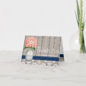 Bocal mason monogrammé Hydrangea Navy corail MERCI (Devant)