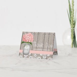 Bocal Mason Monogrammé Hydrangea Rose MERCI