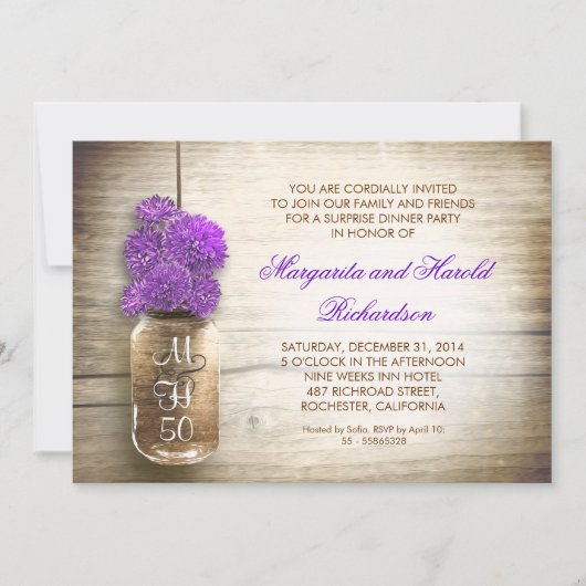 bocal rustique mason mariage invitations anniversa (Devant)