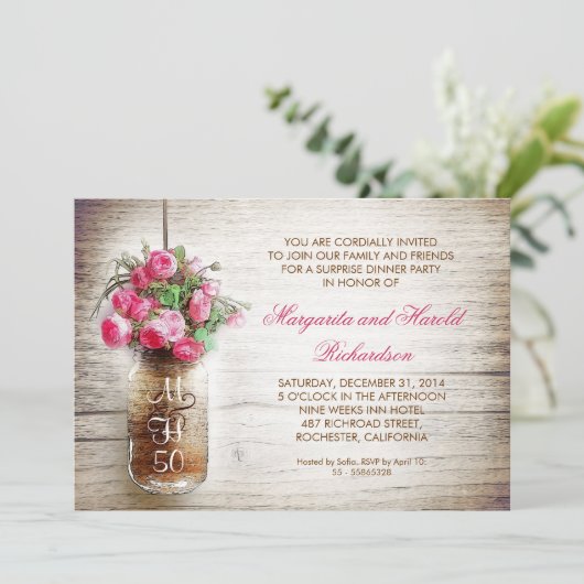 bocal rustique mason mariage invitations anniversa (Debout devant)