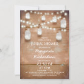 bocaux de mason rustique avec lumières invitation (Devant)