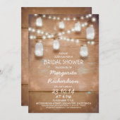 bocaux de mason rustique avec lumières invitation  (Devant / Derrière)