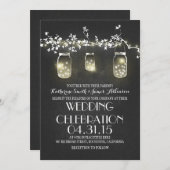 bocaux de mason rustique et lumières invitations d (Devant / Derrière)