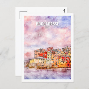 Boccadasse Italië Famous Travel Waterverf Sketch Briefkaart