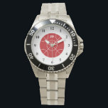 Bocce rouge montre homme avec monogramme personnal<br><div class="desc">Montre pour hommes Red Bocce Ball avec monogramme personnalisé. Personnalisez avec un devis personnalisé,  un monogramme ou un nom. Un cadeau sportif pour les joueurs et les fans du jeu italien Bocci. La couleur peut être changée en bleu jaune rouge vert ou autre couleur.</div>