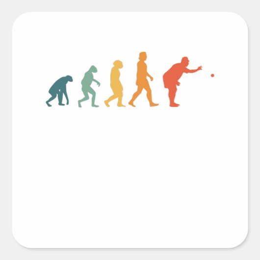 Boccia Evolution Retro Boule Petanque Vierkante Sticker (Voorkant)