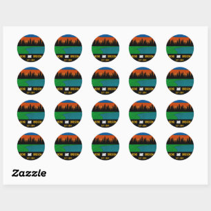  bocht Oregon Mountain Retro Souvenir Ronde Sticker