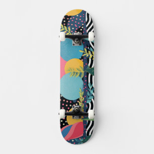 Bochten en stippen met bladeren skateboard