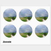Bochtige weg naar een bestemmings ronde sticker (Vel)