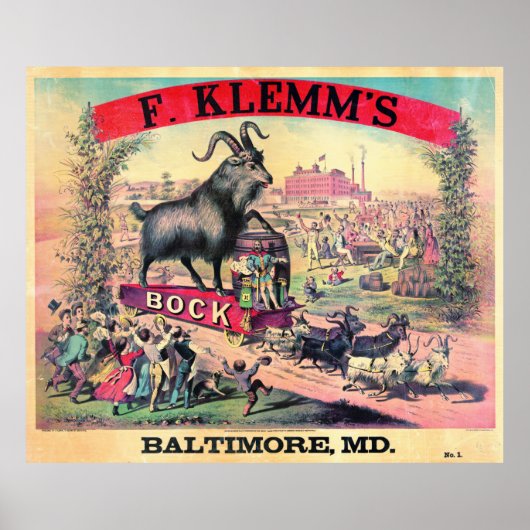  Bock Beer AD 1890 Poster (Voorkant)