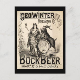 Bock Beer Brewing Co. Vintage Retro Cool Briefkaart