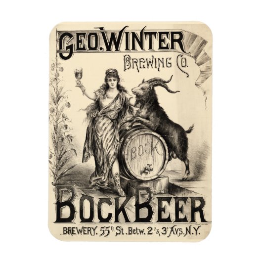 Bock Bierbrouwen Co Lager  Antiek Rustiek Magneet (Verticaal)
