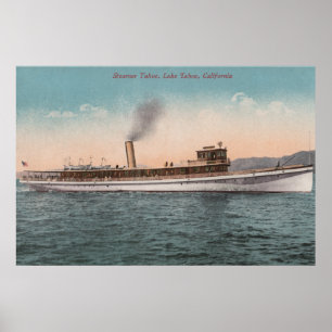 Bod Tahoe, CA - Steamer Tahoe Large Wood Ship Poster