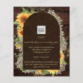 Boda de Girasoles de Madera Rústica Bilingüe Flyer (Achterkant)