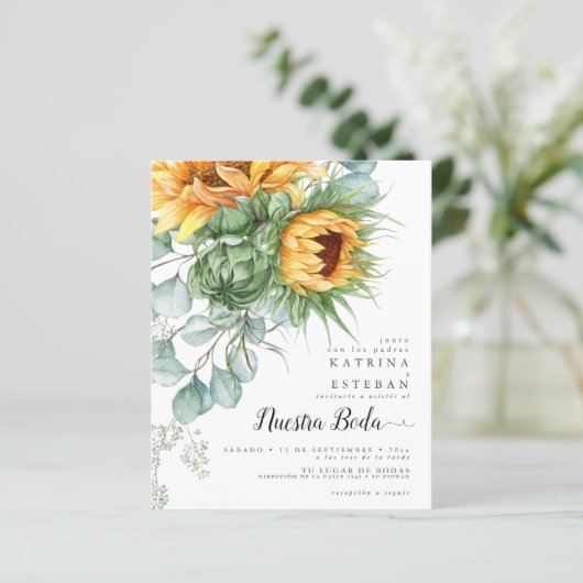 Boda de girasoles de otoño económica pero hermosa (Staand voorkant)