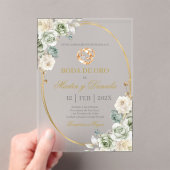 Boda de oro con boho blanco acryl uitnodigingen (Insitu (Draagbaar))