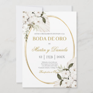 Boda de oro con boho blanco kaart