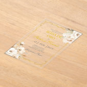 Boda de oro con flor blanca acryl uitnodigingen (Laagn)