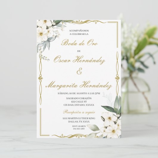 Boda de oro elegante bewerkbaar kaart (Staand voorkant)