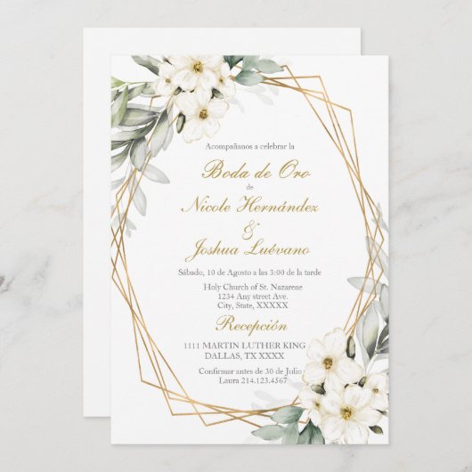 Boda de oro faire-part de mariage o (Devant / Derrière)