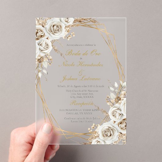 Boda de oro wedding acrylic invitation (In situ (ordinateur de poche))