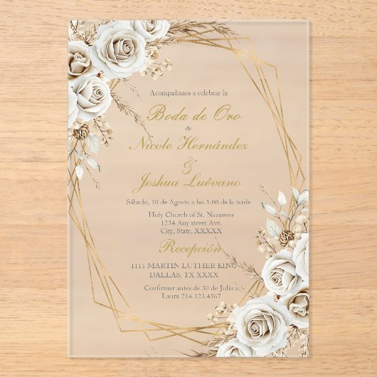 Boda de oro wedding acrylic invitation (Recto)