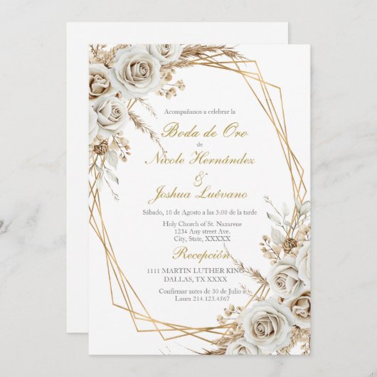 Boda de oro wedding invitation (Devant / Derrière)