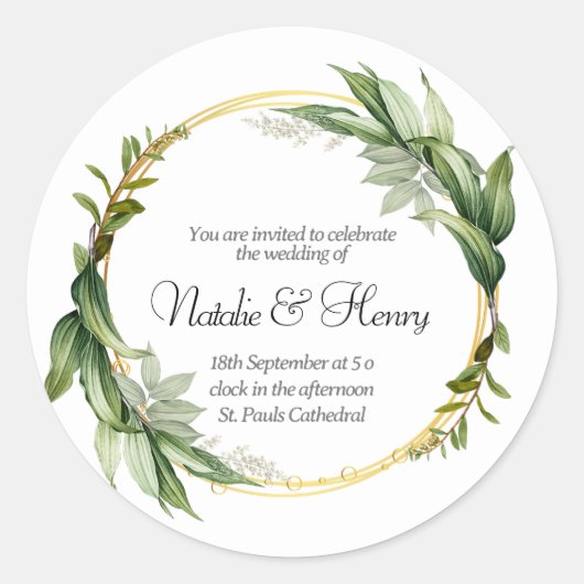 Boda en Oro hojas primavera Ronde Sticker (Voorkant)