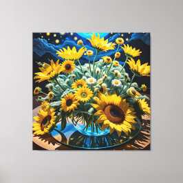 Bodegón Flores y Noche 1 - 001 Canvas Afdruk