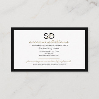 Bodemaccommodaties voor zwarte en witte bruiloft informatiekaartje