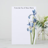 Bodemblauw Iris Flowers Floral Stationery Briefpapier (Staand voorkant)