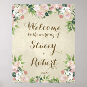 Bodembord elegant floral poster