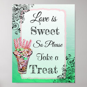 Bodembord voor Snoep Buffet Pink en Gree Poster