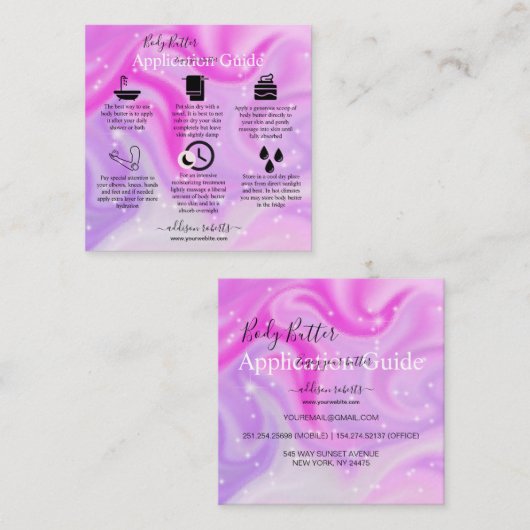 Bodembutter Application Guide Modern Glam Square Vierkante Visitekaartje (Voorkant / Achterkant)