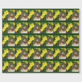 Bodemcollie en gele bloemen cadeaupapier (Vlak)