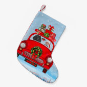 Bodemhond in auto met kerstman kleine kerstsok (Voorkant (Hangend))