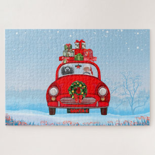 Bodemhond in auto met kerstman legpuzzel