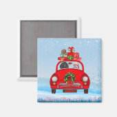 Bodemhond in auto met kerstman magneet (Voorkant / Achterkant)