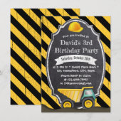 Bodempomp Truck Birthday Party Kaart (Voorkant / Achterkant)