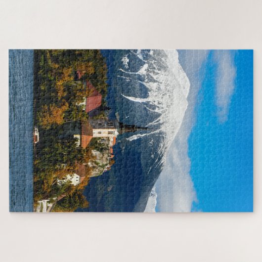 Bodenlandschap met kerk- en herfstbomen legpuzzel (Horizontaal)